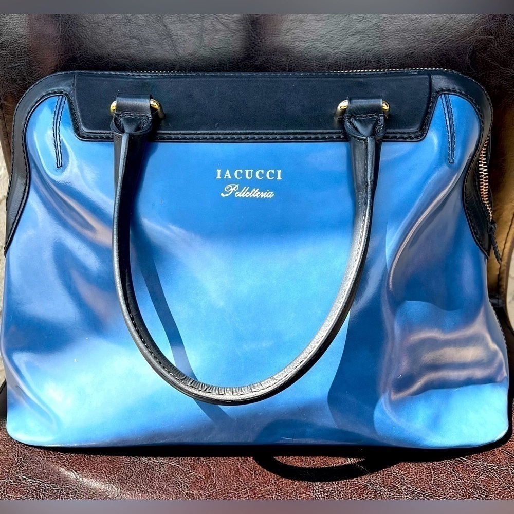 Iacucci Pelletteria Satchel Handbag Blue